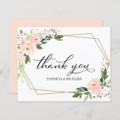 Pink Blush Geometric Wedric Dankeschön Karte (Vorne/Hinten)