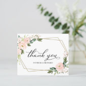 Pink Blush Geometric Wedric Dankeschön Karte (Stehend Vorderseite)