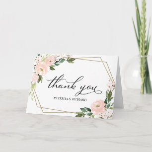 Pink Blush Geometric Wedric Vielen Dank Karte