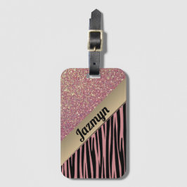 Pink Blush Glam Zebra Print Personalisiert Gepäckanhänger