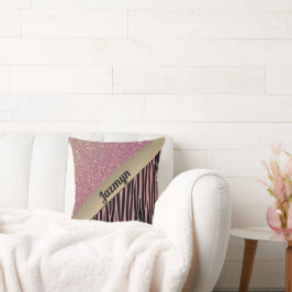 Pink Blush Glam Zebra Print Personalisiert Kissen