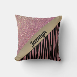Pink Blush Glam Zebra Print Personalisiert Kissen