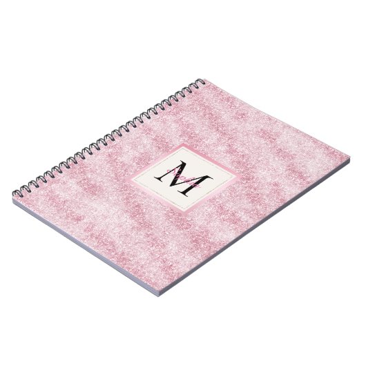 Pink Blush Glitter Monogram Notizblock (Linke Seite)
