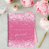 Pink blush glitter name script journal girl notizblock