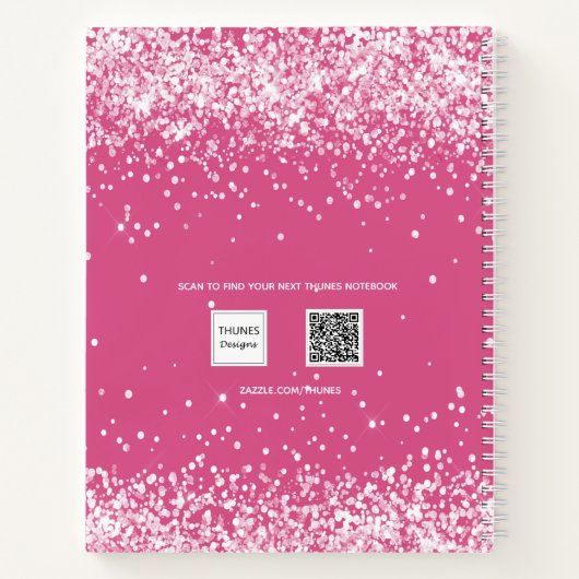 Pink blush glitter name script journal girl notizblock (Rückseite)