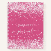 Pink blush glitter name script journal girl notizblock (Vorderseite)
