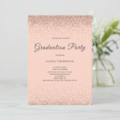 Pink Blush Glitzer Graduation Party Einladung (Stehend Vorderseite)