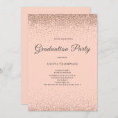 Pink Blush Glitzer Graduation Party Einladung (Vorne/Hinten)