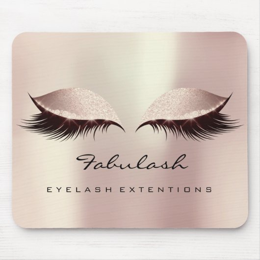 Pink Blush Glitzer Name Beauty Lashes Makeup Mousepad (Vorne)