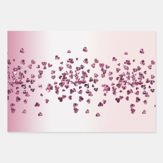 Pink Blush Glitzer Palm Trees Ombre Geschenkpapier Set (Vorderseite 3)
