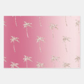Pink Blush Glitzer Palm Trees Ombre Geschenkpapier Set (Vorderseite)