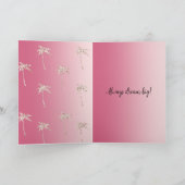 Pink Blush Glitzer Palm Trees Ombre Karte (Innenseite)