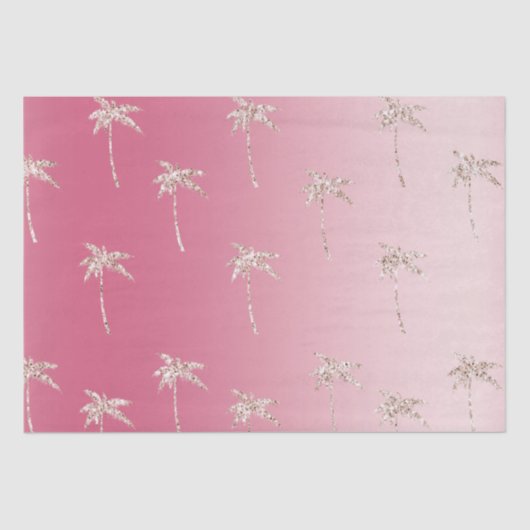 Pink Blush Glitzer Palm Trees Ombre Seidenpapier (Vorderseite)