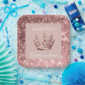 Pink Blush Glitzer Tiara Crown Quinceñera Pappteller (Party)