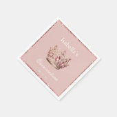 Pink Blush Glitzer Tiara Crown Quinceñera Serviette (Ecke)