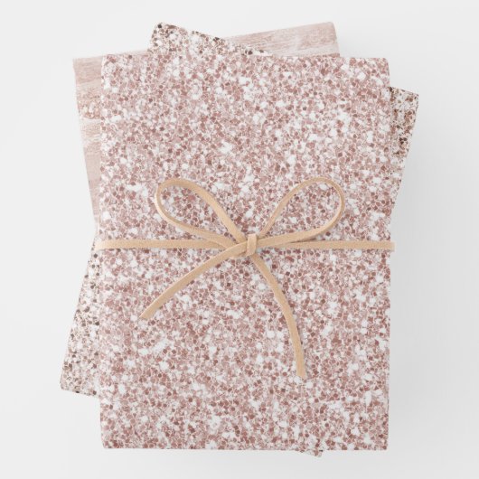 Pink Blush Glitzy Glitzer Geschenkpapier Set (Beispiel)