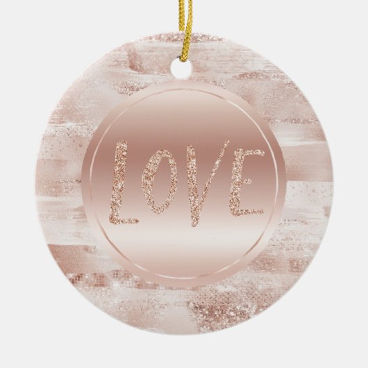 Pink Blush Glitzy Glitzer Sparkle Liebe Keramik Ornament (Vorne)