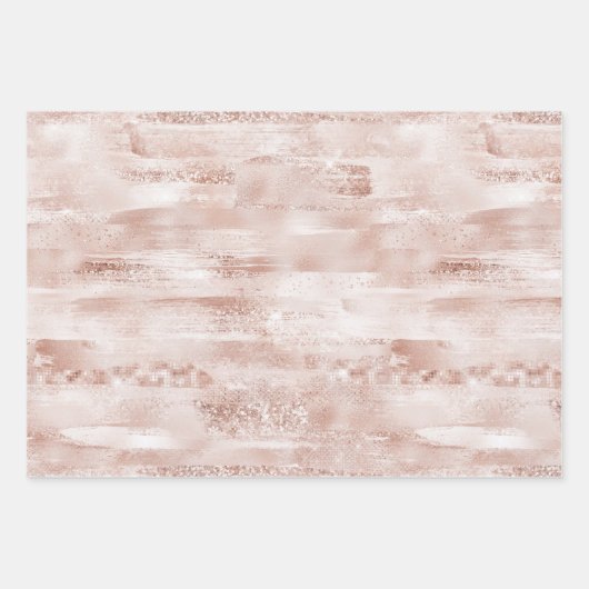 Pink Blush Glitzy Glitzer Sparkline Geschenkpapier Set (Vorderseite)