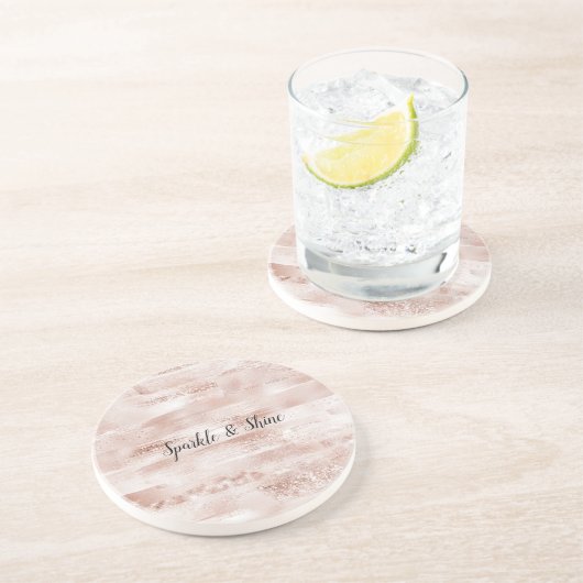 Pink Blush Glitzy Glitzer Sparkline Getränkeuntersetzer (Seite)