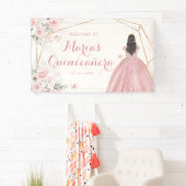 Pink Blush Gold Geometrie Blumenkatze Quinceñera G Banner (Insitu)
