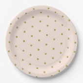 Pink Blush Gold Glitzer Polka Dot Pattern Pappteller (Vorderseite)