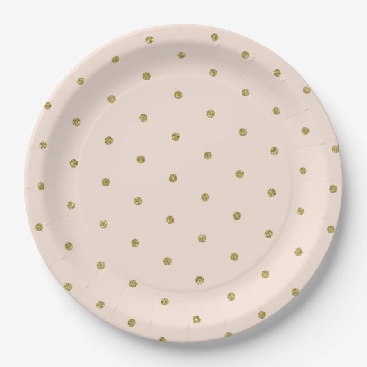 Pink Blush Gold Glitzer Polka Dot Pattern Pappteller (Vorderseite)