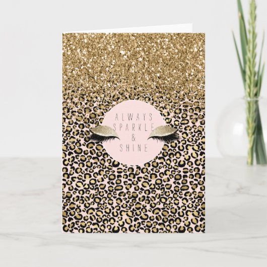 Pink Blush Gold Leopard Print Karte (Vorderseite)