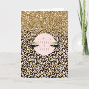 Pink Blush Gold Leopard Print Karte