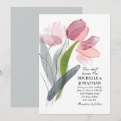 Pink Blush Gray Tulips Moderne Christliche Hochzei Einladung (Vorne/Hinten)