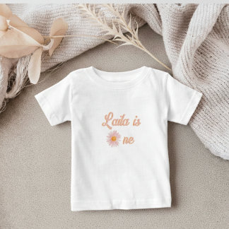 Pink Blush Groovy Daisy Birthday Personalized Baby T-shirt