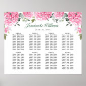Pink Blush Hydrangea Floral 8 Tische SITZPLATZ Poster (Vorne)