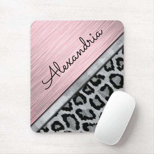 Pink Blush Illuminant Leopard Print Mousepad (Mit Mouse)