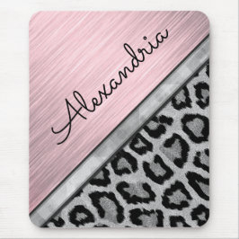 Pink Blush Illuminant Leopard Print Mousepad