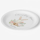 Pink Blush Kaninchen Babydusche Pappteller (Schrägansicht)