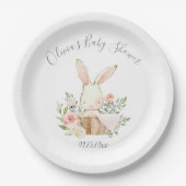 Pink Blush Kaninchen Babydusche Pappteller (Vorderseite)