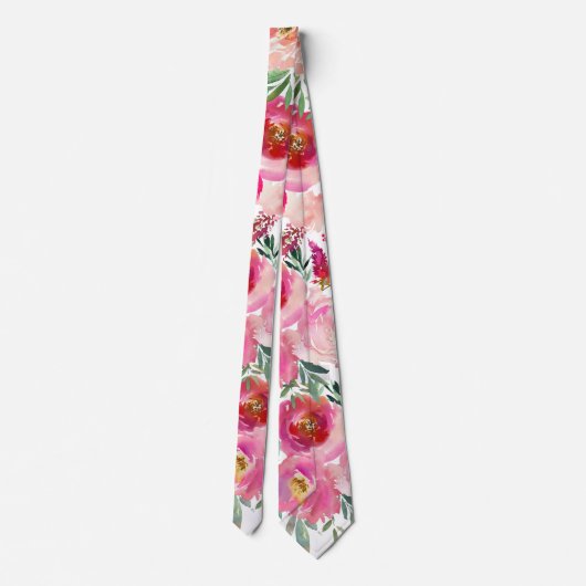 Pink Blush Light Hübsche Rose Floral Neck Tie Krawatte (Rückseite)