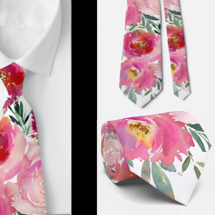 Pink Blush Light Pretty Roses Floral Neck Tie Krawatte