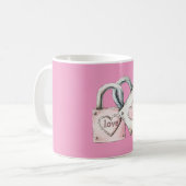 Pink Blush Love Heart Locks Kaffeetasse (Vorderseite Links)