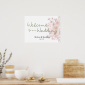 Pink Blush Magnolia Bloral Wedding Poster (Küche)
