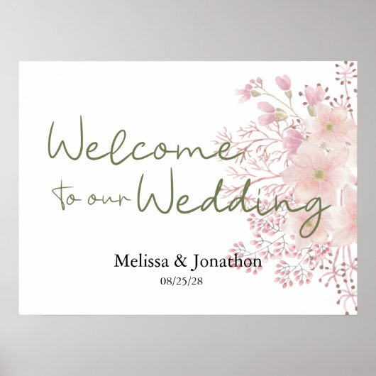 Pink Blush Magnolia Bloral Wedding Poster (Vorne)