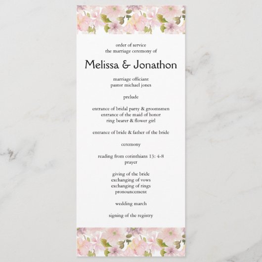 Pink Blush Magnolia Blumenzettel Programm (Vorderseite)