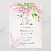 Pink Blush Magnolias florale Inspiration Hochzeit Save The Date (Vorne/Hinten)