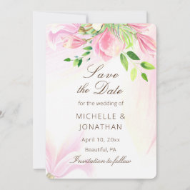 Pink Blush Magnolias florale Inspiration Hochzeit Save The Date