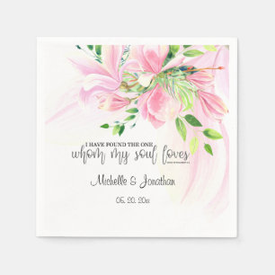 Pink Blush Magnolias florale Inspiration Hochzeit Serviette