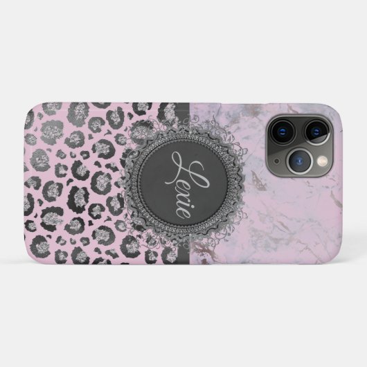 Pink Blush Marmor Glittery Leopard individuell anp Case-Mate iPhone Hülle (Rückseite (Horizontal))