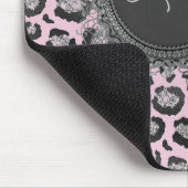 Pink Blush Marmor Glittery Leopard Personalisiert Mousepad (Ecke)