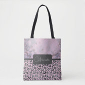 Pink Blush Marmor Glittery Leopard Personalisiert Tasche (Vorderseite)