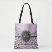 Pink Blush Marmor Glittery Leopard Personalisiert Tasche (Vorderseite)