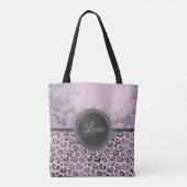Pink Blush Marmor Glittery Leopard Personalisiert Tasche (Rückseite)