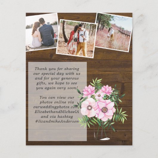 Pink Blush Mint Bloral FOTO Danke für Ihre Hochzei (Vorderseite)